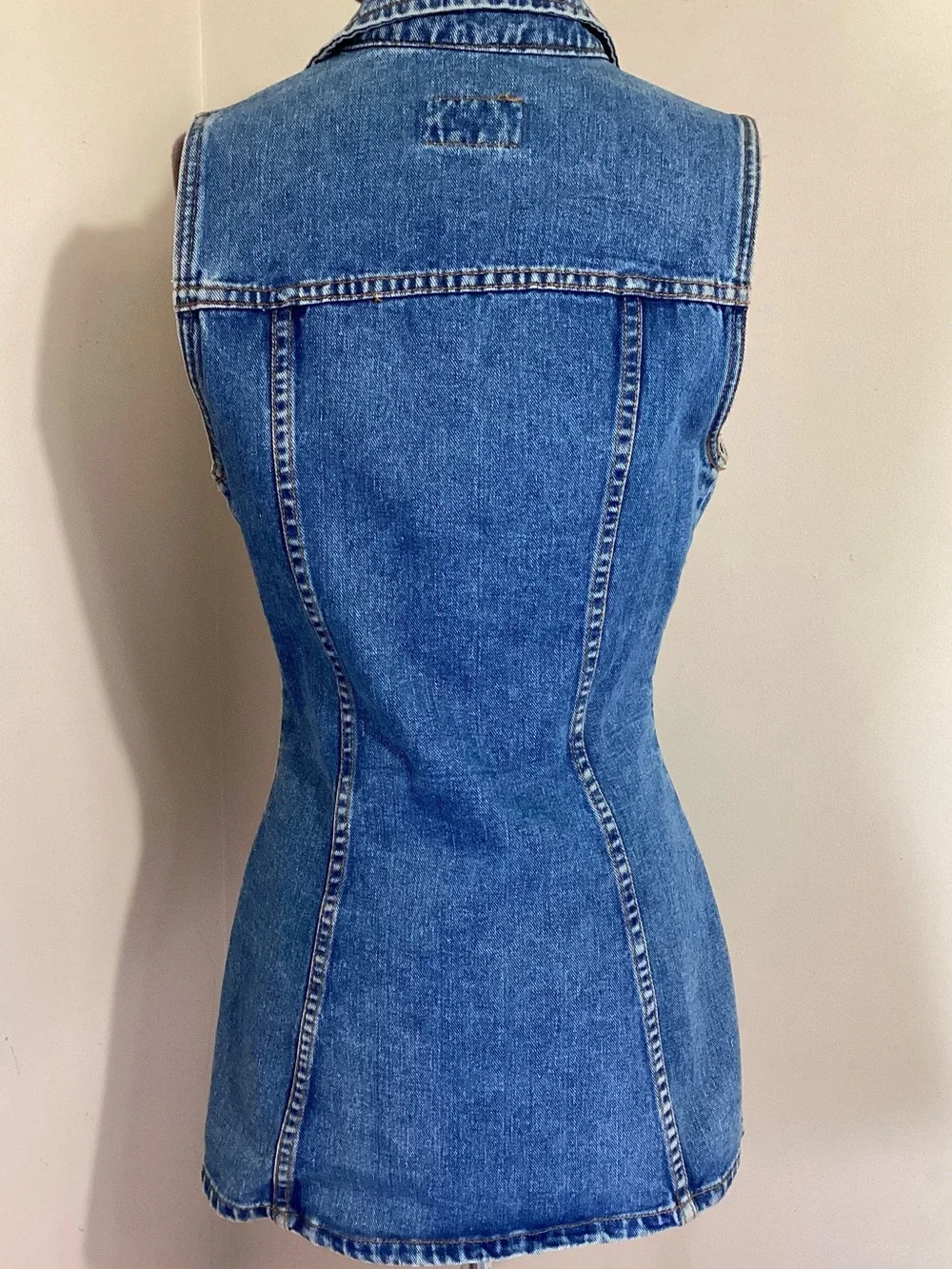 Nada Nuff Vtg Button Up Jean Denim Mini Dress Jrs M - Picture 5 of 15
